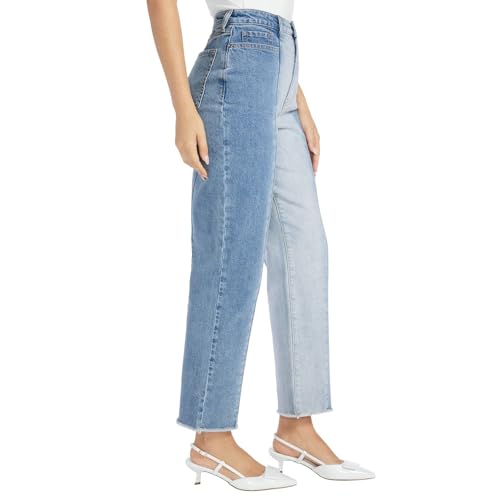 Masseys High-Rise Straight-Leg Two-Tone Jean2