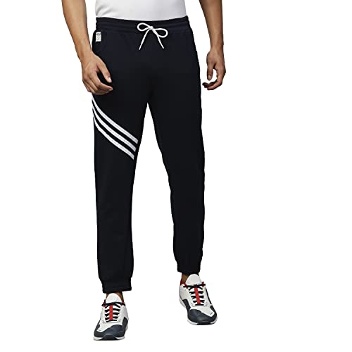 Image of Hubberholme Men's Cotton Blend Slim Fit All Season Wear Track Pants (Slant 3 Stripes Design)