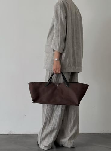 Bolso tote de lona y cuero para mujer, estilo casual y chic, con cierre magnético, bolsillos internos y externos, ideal para uso diario miniatura 2