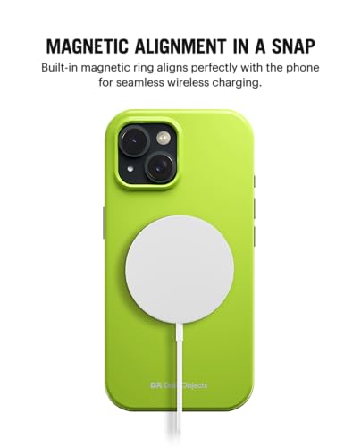Image of DailyObjects Polycarbonate Enamel Bumper Magsafe Case for iPhone 14 Compatible with Mag-Safe Wireless Charging | Lime Hybrid Magnetic Back Cover