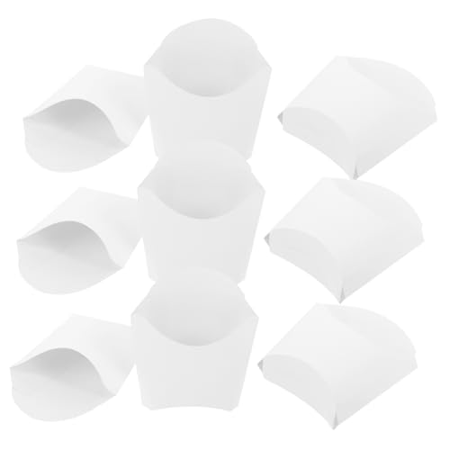 Veemoon 24pcs French Fries Holders Paper Snack Containers Snackle Box Container White Food Paper Cups