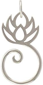 Flor de Loto Encanto titular o de colgante en plata de ley, # 8437