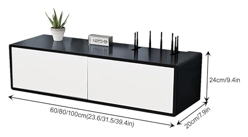 Boîte de rangement pour routeur WiFi et décodeur | Organisation bois noir salon moderne