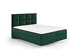 Generisch BOXSpringbett grün Bett mit goldenen Beinen Polsterbett 90x200 100x200 120x200 140x200 160x200 180x200 200x200 mit Bettkasten und.Topper (120 x 200)