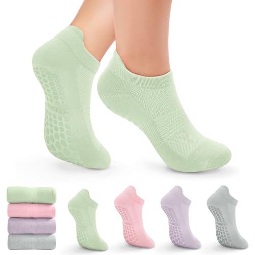 Image of 4 /6 Pairs Pilates Yoga Socks for Women | Non Slip Grip Socks | Athletic Barre Workout