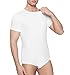 Landofgenie Men's Onesie Short Sleeve Romper Crotch Snap Shirt Solid Bodysuit One Piece Pajamas Tops White M