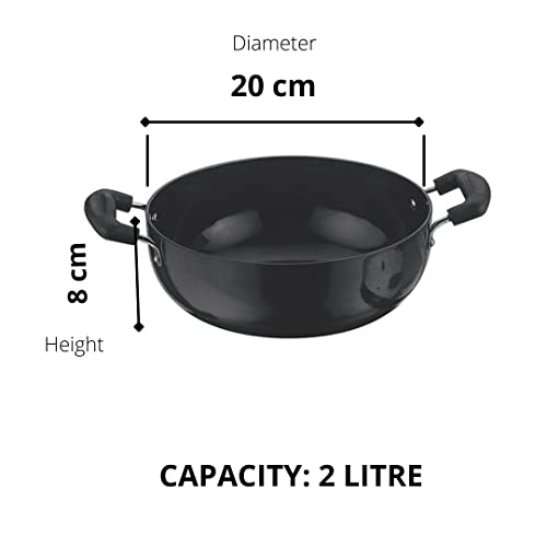 Image of India Gold Hard Anodized Aluminium Kadhai Induction and Gas Stove Friendly, 2 Litre, 20cm