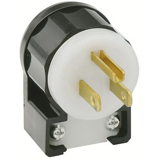 Leviton 5266-CA 15 Amp, 125 Volt, Angle Plug, Straight Blade, Industrial Grade, Grounding, Black-White (10 Pack)