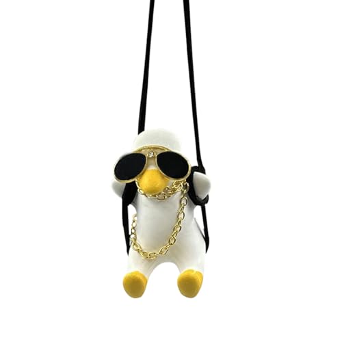 Swing Sunglasses Duck Rearview Mirror Pendant - Swing Duck Car Interior Rear View Mirror Charm Hanging Accessories - Super Cute Duck Decoration Universal for Car/Office/Home/Room (Duck)