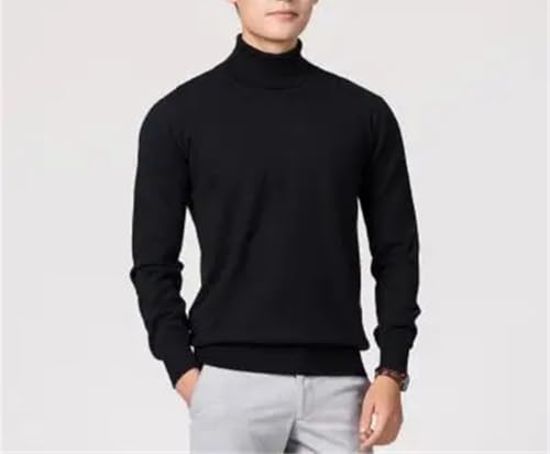 Men's High Neck Sweater Winter Cotton Blend Knit Pullover Warm Casual Sweaters4