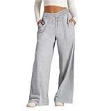 Kenvina Oversized Wide Leg Sweatpants Women Baggy Casual Side Striped Track Pants Y2k Cute Cotton Lounge Baggy Palazzo Pants（2-Gray,X-Large）