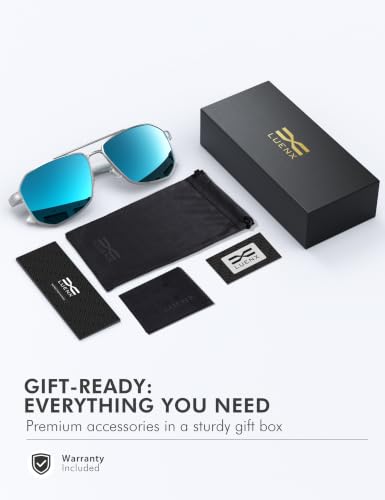 Image of Luenx Aviator Polarized Sunglasses for Men: Square UV400 Driving
