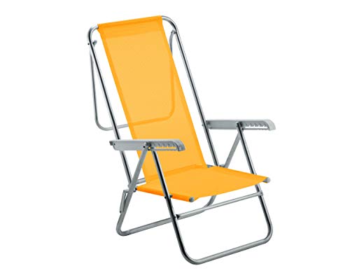 CADEIRA DE PRAIA RECLINÁVEL SUN BEACH ALUMÍNIO AMARELO