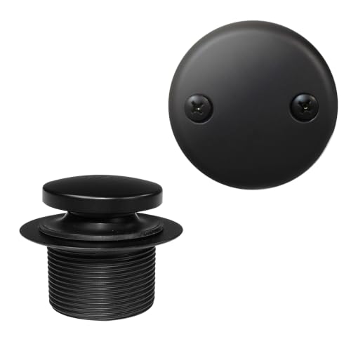 Westbrass A593244-62 14" x 1-1/2" White Tubular Bathtub Waste & Overflow Assembly with Tip-Toe Drain Plug and 2-Hole Faceplate, Matte Black by Westbrass - Used condition - Image 3