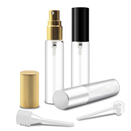 3PCS Perfume Atomizer, 10ML Travel Perfume Bottles, Mini Refillable Perfume Atomizer Bottle, Premium Fashion Empty Perfume Bottle - Bixbsone （1 Golden + 1 Silver + 1 Black)