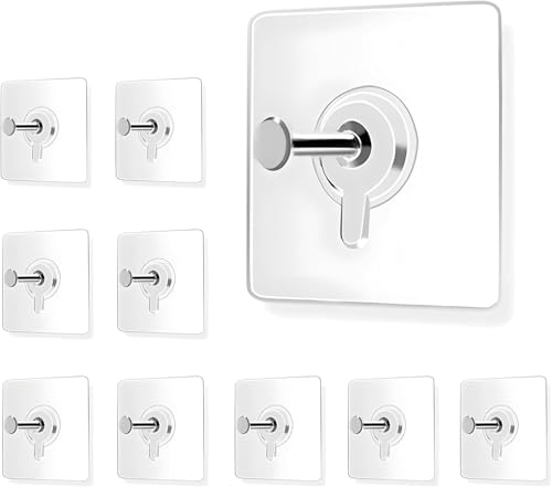Image of Photo Frame Hooks for Wall, 9 Pieces, Self Adhesive Heavy Duty Hooks, No Drilling Required, Transparent