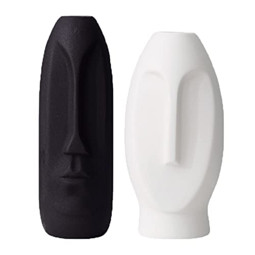 Vase en céramique visage abstrait blanc pour décoration de maison moderne