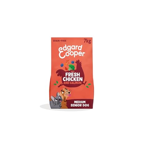 Edgard & Cooper Pienso para Perros Senior Mayores Comida para Perros Seca Natural Sin Cereales 7kg Salmon & Pollo Fresco, Fácil de digerir, Alimentación Sana Sabrosa y Equilibrada