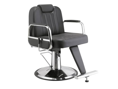 Malys Equipements - Tonsur - Silla de peluquería, sillón de estilo contemporáneo, cómodo, ajustable en altura, respaldo reclinable, metal, ideal para peluquería, color negro