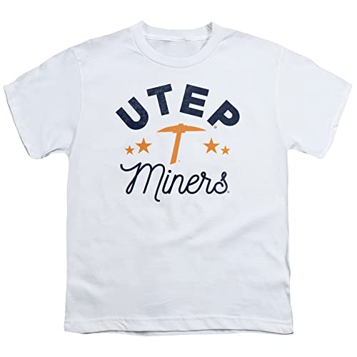 UTEP UT El Paso Official Miners Unisex Youth T Shirt,White, Medium