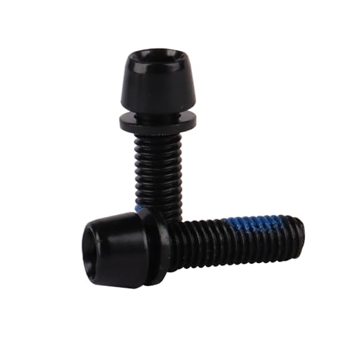 Image of Steel M5x18mm Bolts with Washer, Allen Hex Tapered Screw for Bicycle Stem, Pack of 6 (Black)