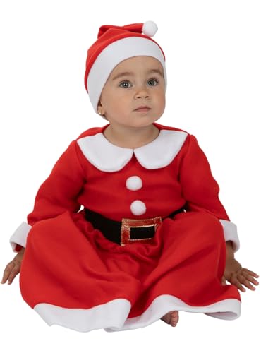 Funidelia | Disfraz de mamá noel para bebé Miss Santa, Navidad, Mamá Noel - Disfraces para niños, accesorios para Fiestas, Carnaval y Halloween - Talla 6-12 meses - Rojo