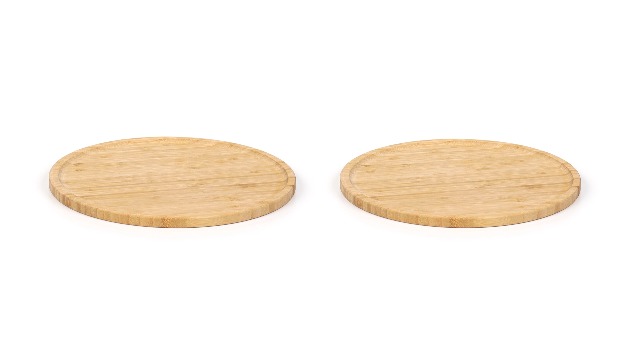 Relaxdays Set 2 Piatti Per Pizza In Bambù Ø 32 Cm - Taglieri Naturali Per Formaggi, Salumi E Antipasti - Foto 2