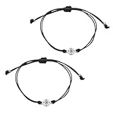 CLISPEED Pulseras de Amistad Vintage Ajustables con Diseño de Brújula en Aleación Ligera, 2 Piezas con Cuerda Negra para Fiesta y Otras Ocasiones