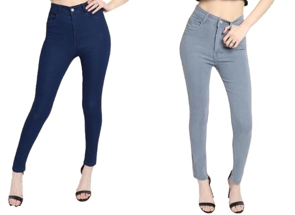 Women Washed Skinny fit jeans-navy/grey-34 Multicolour