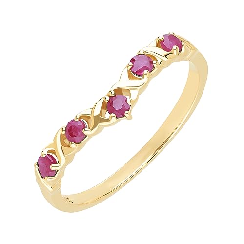 Ivy Gems Anillo de eternidad de oro amarillo de 9 quilates con rubí, Piedra preciosa.