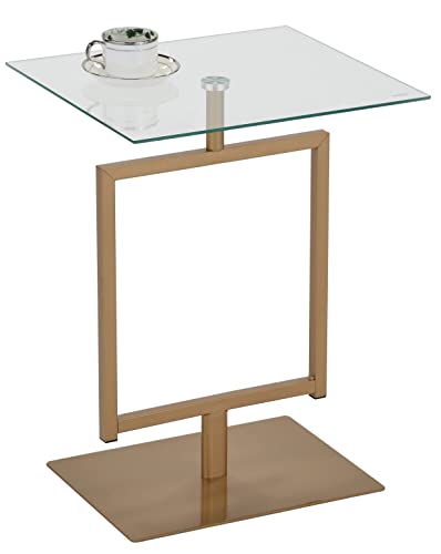 Kings Brand Furniture - Molein Modern Accent Side End Table - Gold Metal Base And Tempered Glass Top #TOP3