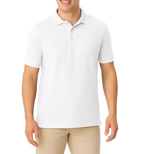 French Toast Unisex Sleeve Pique Polo Shirt , White, L