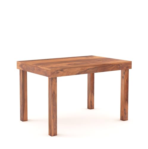 Image of MoonWoode Sheesham Wood 4 Seater Dining Table Set with Cushion Chairs Cane Webbing Wooden Dining Room Dinner Table for Home Living Room and Restaurant Furniture (Honey Finish)