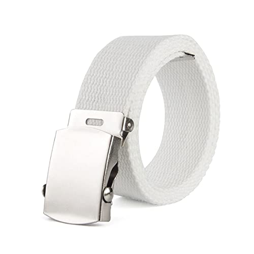 Mooybay Cinturón de lona unisex, adecuado para jeans casuales y uso diario, práctico y adecuado para todas las ocasiones.,Blanco,100