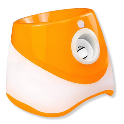 Lançador Automático de Bolinhas para Cães | Alcance Ajustável 3–9m | Diversão Interativa | Exercício Físico e Mental | Ideal para Pets Pequenos e Médios (Laranja)