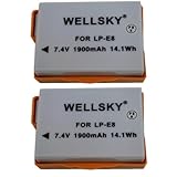 WELLSKY LP-E8 互換バッテリー 2個 キヤノンに向け 端子保護カバー付き 純正品と同じよう使用可能 純正充電器で充電可能 残量表示可能 イオス EOS Kiss X4 EOS Kiss X5 EOS Kiss X6i EOS Kiss X7i BG-E8
