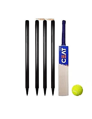 TT Wooden Cricket Kit for Tennis Ball Size 5 Combo(1 Bat, 4 Wickets, 2 Bails and 1 Ball) for Age Group 5 to 12 Years