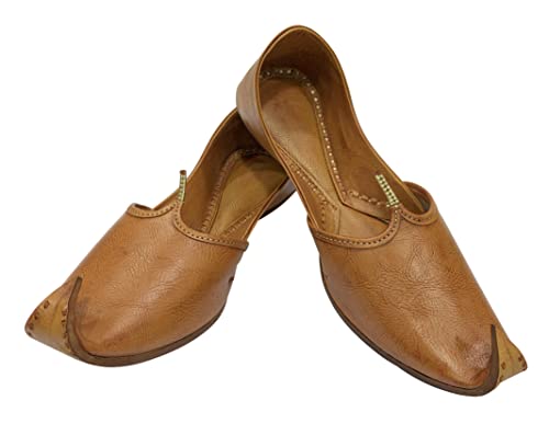Tan Mens Khussa Shoes Mojari Ethnic Boho Rajasthani Jaipuri Punjabi Jutti2