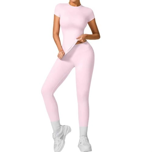 Ensemble de yoga pour femmes rose M idéal pour vos séances de Pilates à la maison et au studio