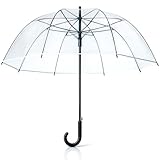 unycos - Paraguas Transparente de Campana Resistente al Viento, Automático, Impermeable y Ligero para Hombre, Mujer y Niños, 130 cm, 8 Varillas, Ideal para Uso Diario, Viajes, Eventos (Extra Large)