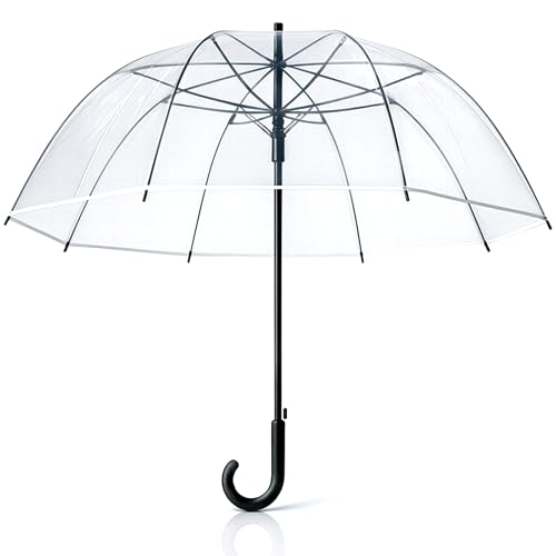 unycos   Paraguas Transparente de Campana Resistente al Viento, Automático, Impermeable y Ligero para Hombre, Mujer y Niños, 130 cm, 8 Varillas, Ideal para Uso Diario, Viajes, Eventos (Extra Large)