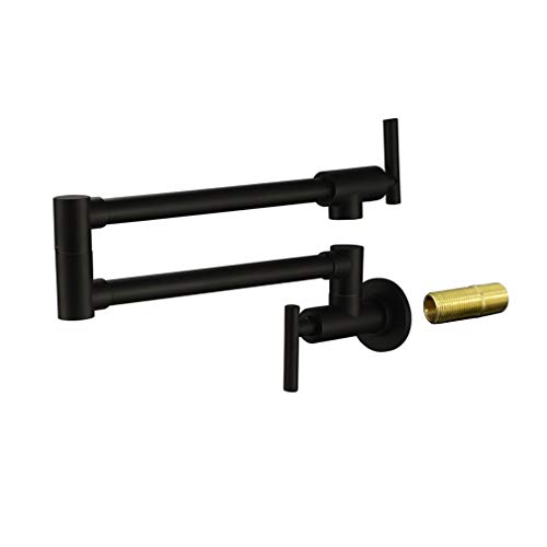 Black Pot Filler, Wall Mounted Single Hole Two Handle Brass Kitchen Sink Faucet,Oil Rubbed Bronze(Matte Black Color),61211ORB