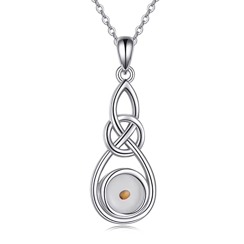 Mustard Seed Necklace Sterling Silver Celtic Infinity Pendant Faith Jewelry Religious Gifts for Women Men