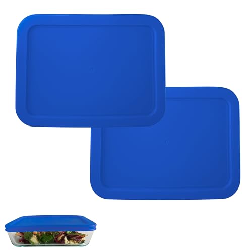 11 Cup/2.6 L Blue Replacement Lids/Covers for Pyrex 7212-PC 11 Cup/88oz Anchor Hocking & Klare Ware Storage Bowls *Lids Only* - *Glass Container Not Included* (2 Pack Blue)