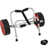 ValenLyra Heavy Duty Kayak Cart with 10-inch Solid Never-Flat Tires & Aluminum Alloy Frame | 235lbs All-Terrain Canoe Carrier for Sand, Mud, Rocks | Includes Security Straps, Quick-Release Design