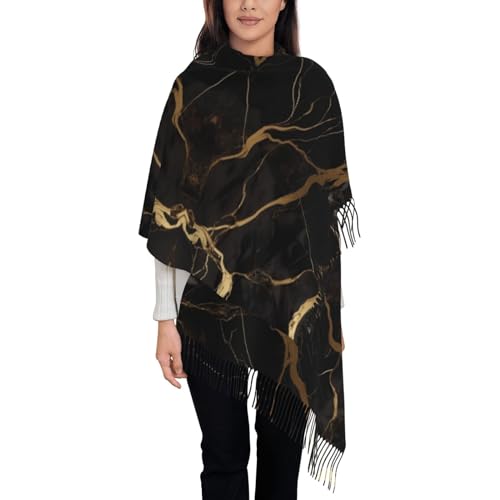 Écharpe à pompons marbre noir anti-froid sensation cachemire pour homme femme