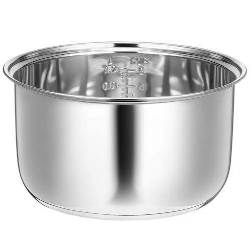 Acellegic 304 Stainless Steel Rice Cooker Inner Pot, Inner Bowl, Non-stick Replacement Pot, Durable & Universal Fit for Multi-cookers, Even Heating for Delicious Rice(3 L)