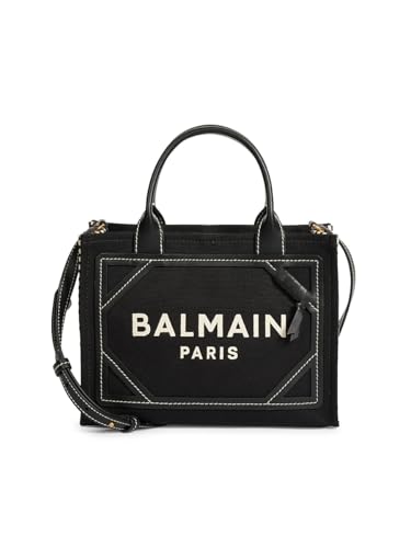 Balmain, B-Army Small Monogram Canvas Tote Bag, Ivory Noir