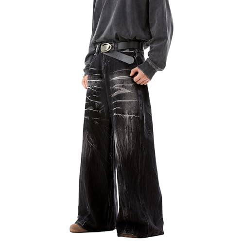Jean baggy vintage homme en denim large et coupe droite décontracté
