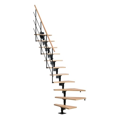 DOLLE Elegante Raumspartreppe in modernem Design edlem Schwarz und Stufen aus Buche Multipex